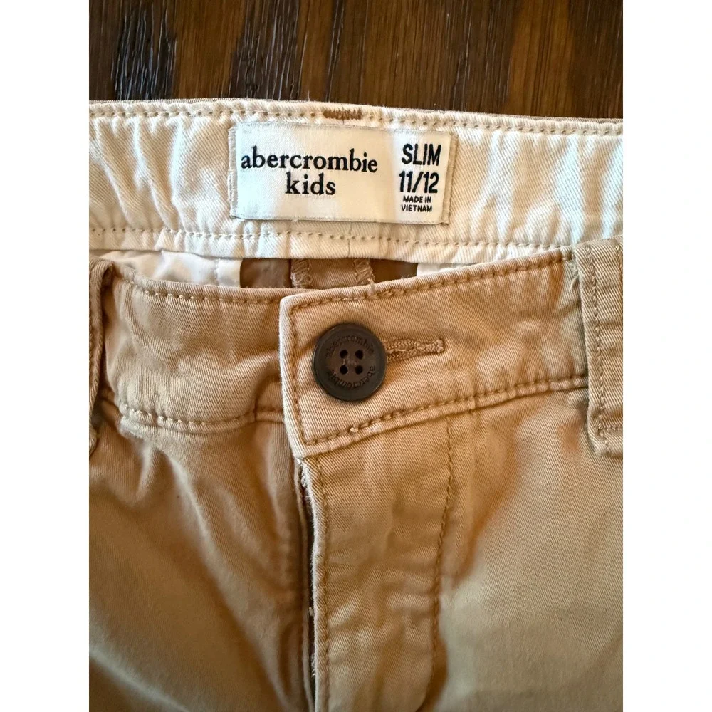 Abercrombie‎ Kids Slim Chino Pants Boys 11/12 Tan Adjustable Waist